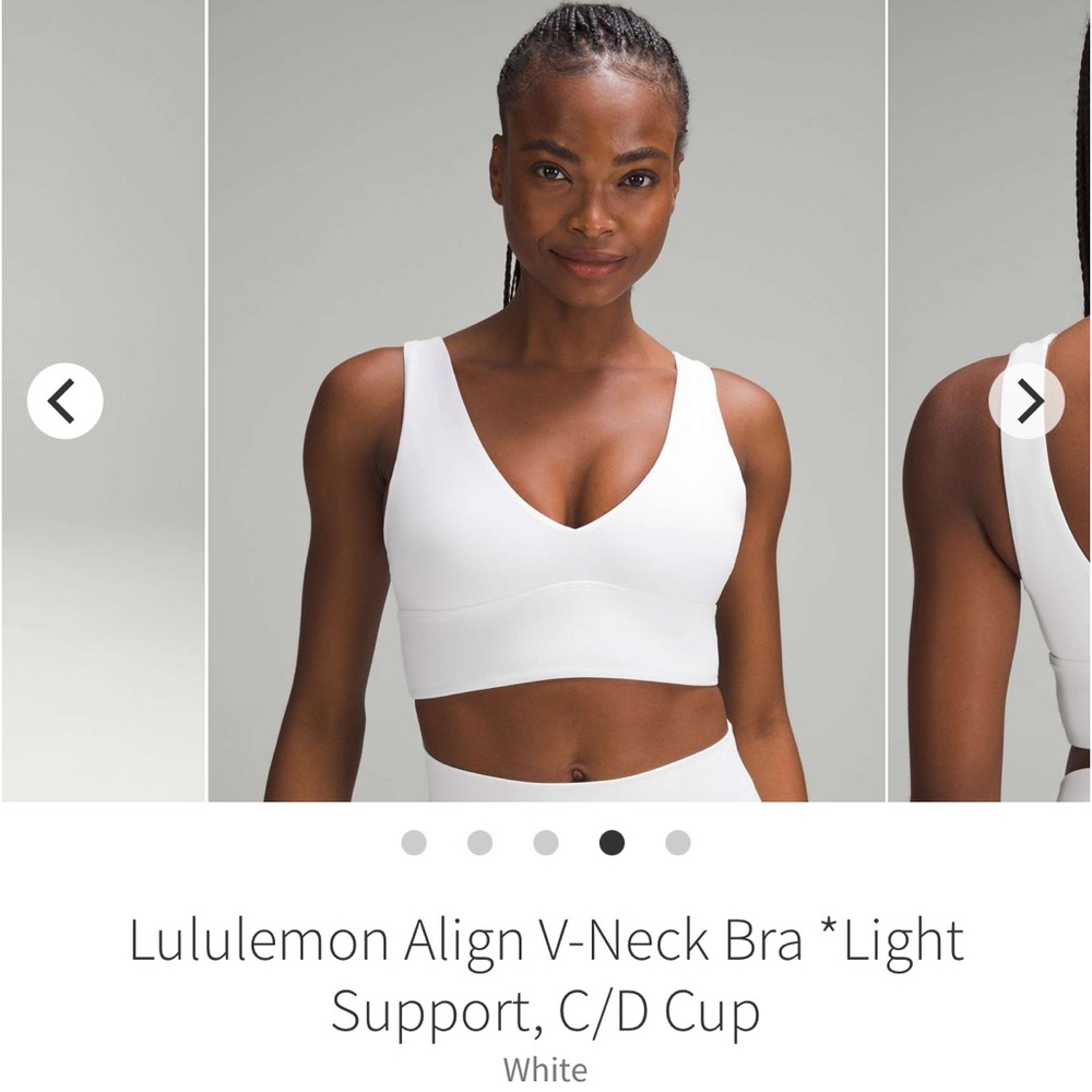 lululemon athletica Align V-Neck Bra - White, Light Support (C/D Cup)